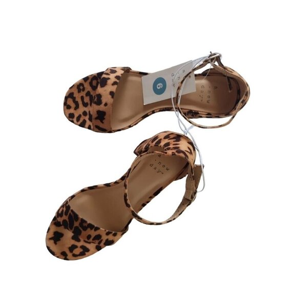 A New Day Leopard Print Heeled Sandals Size 6 Womens Open Toe Ankle Strap Heels - Picture 4 of 6